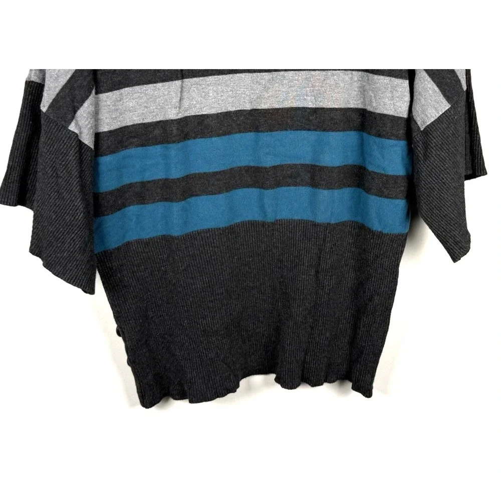Cable & Gauge Womens Gray Blue Stripe 3/4 Sleeve Dolman Side Button Top Womens L - Picture 9 of 12